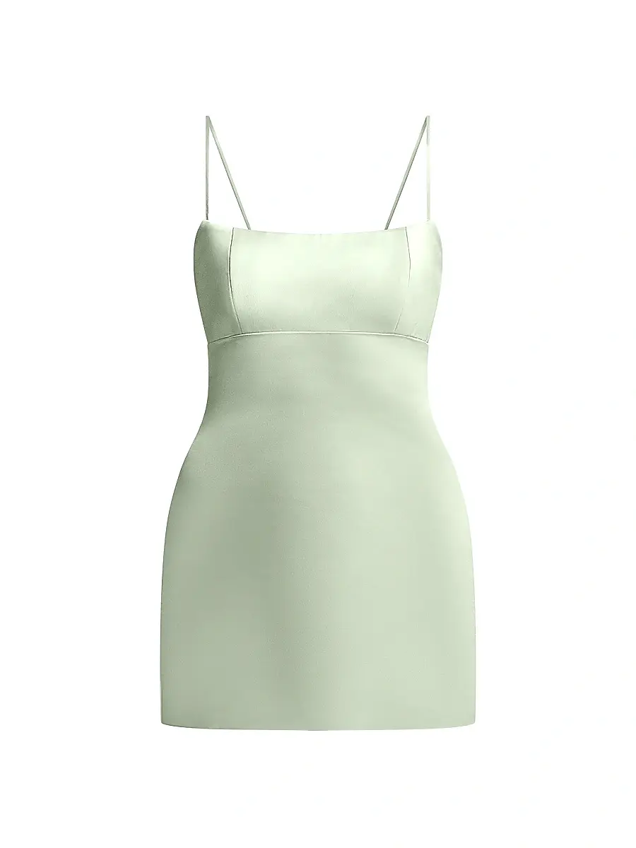 BCBGMAXAZRIA Women's Serene Lace-Up Back Satin Mini Dress - Pistachio | Image 1 BCBGMAXAZRIA Women's Serene Lace-Up Back Satin Mini Dress - Pistachio | Image 1