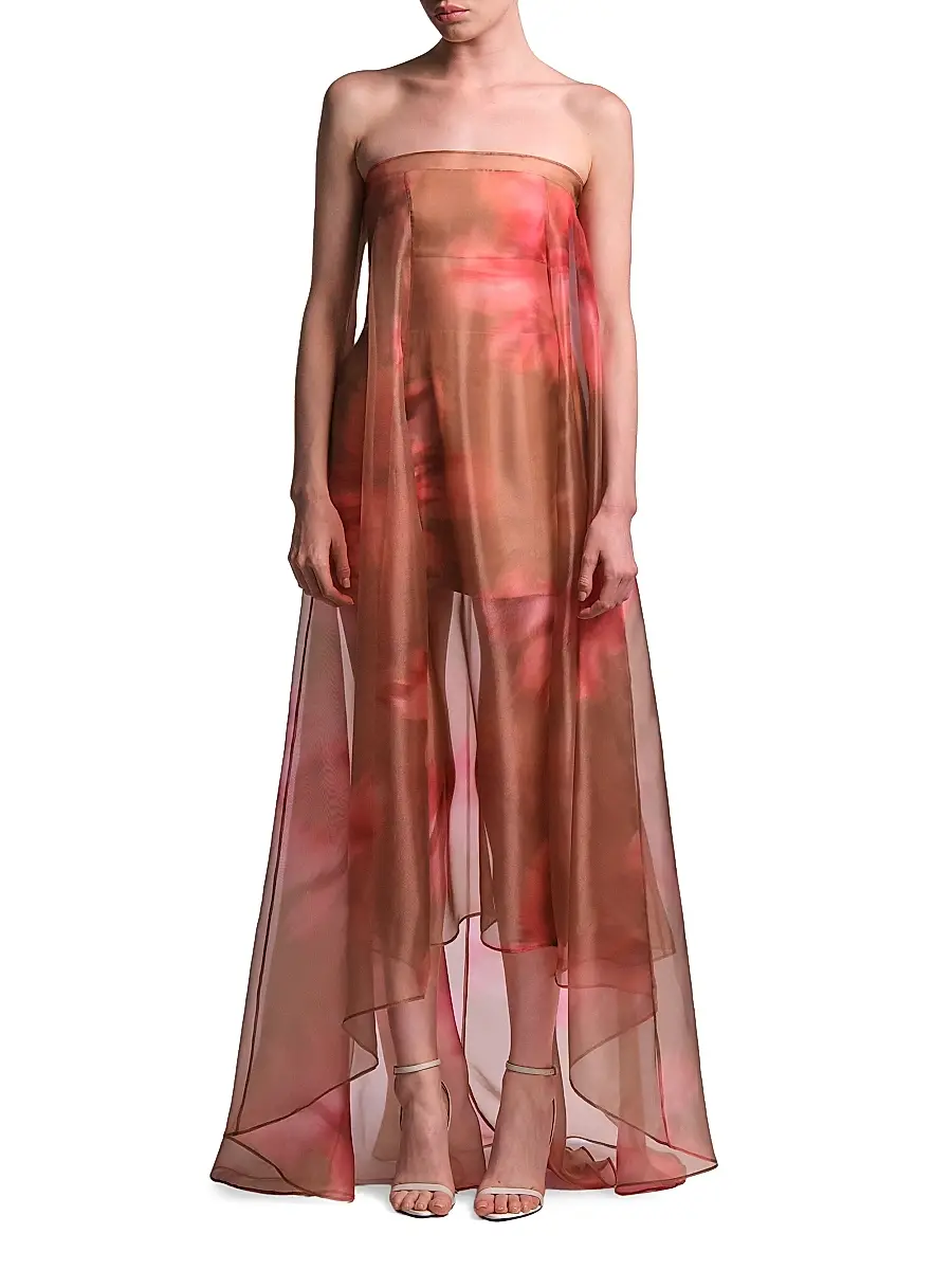 BCBGMAXAZRIA Women's Annika Watercolor Floral Strapless Gown | Thumbnail 2
