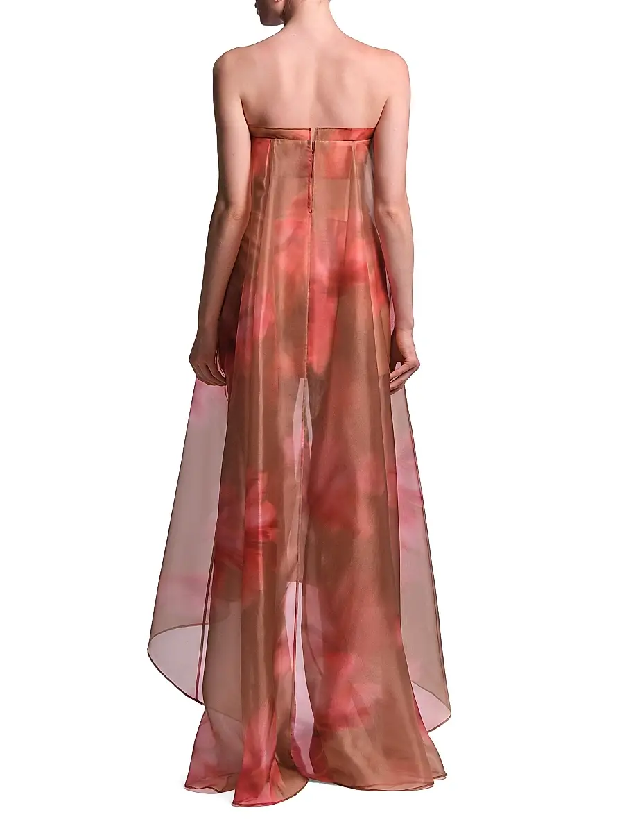 BCBGMAXAZRIA Women's Annika Watercolor Floral Strapless Gown | Thumbnail 5