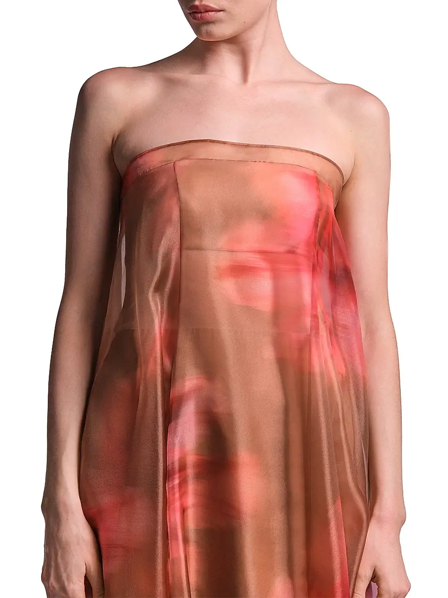 BCBGMAXAZRIA Women's Annika Watercolor Floral Strapless Gown | Thumbnail 6