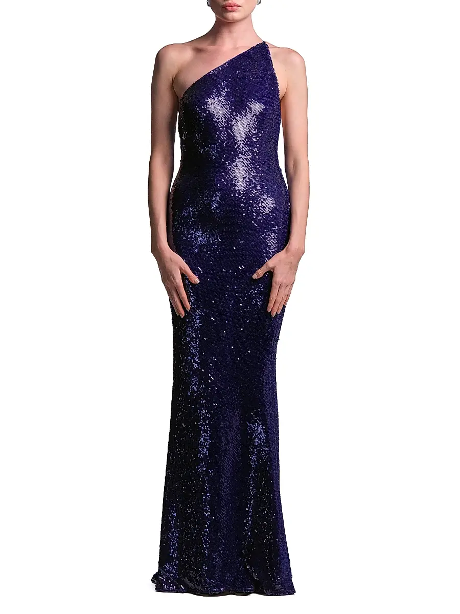 BCBGMAXAZRIA Women's Estelle Sequined One-Shoulder Gown | Thumbnail 2
