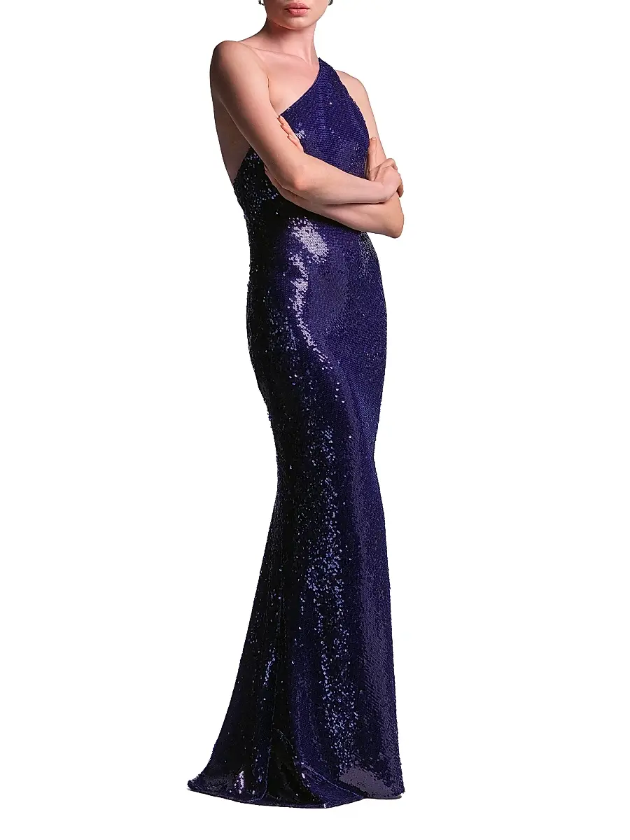 BCBGMAXAZRIA Women's Estelle Sequined One-Shoulder Gown | Thumbnail 3