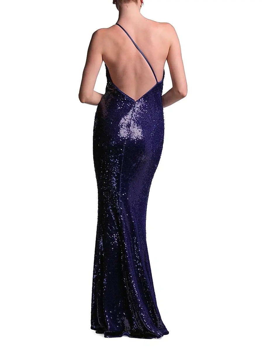 BCBGMAXAZRIA Women's Estelle Sequined One-Shoulder Gown | Thumbnail 4