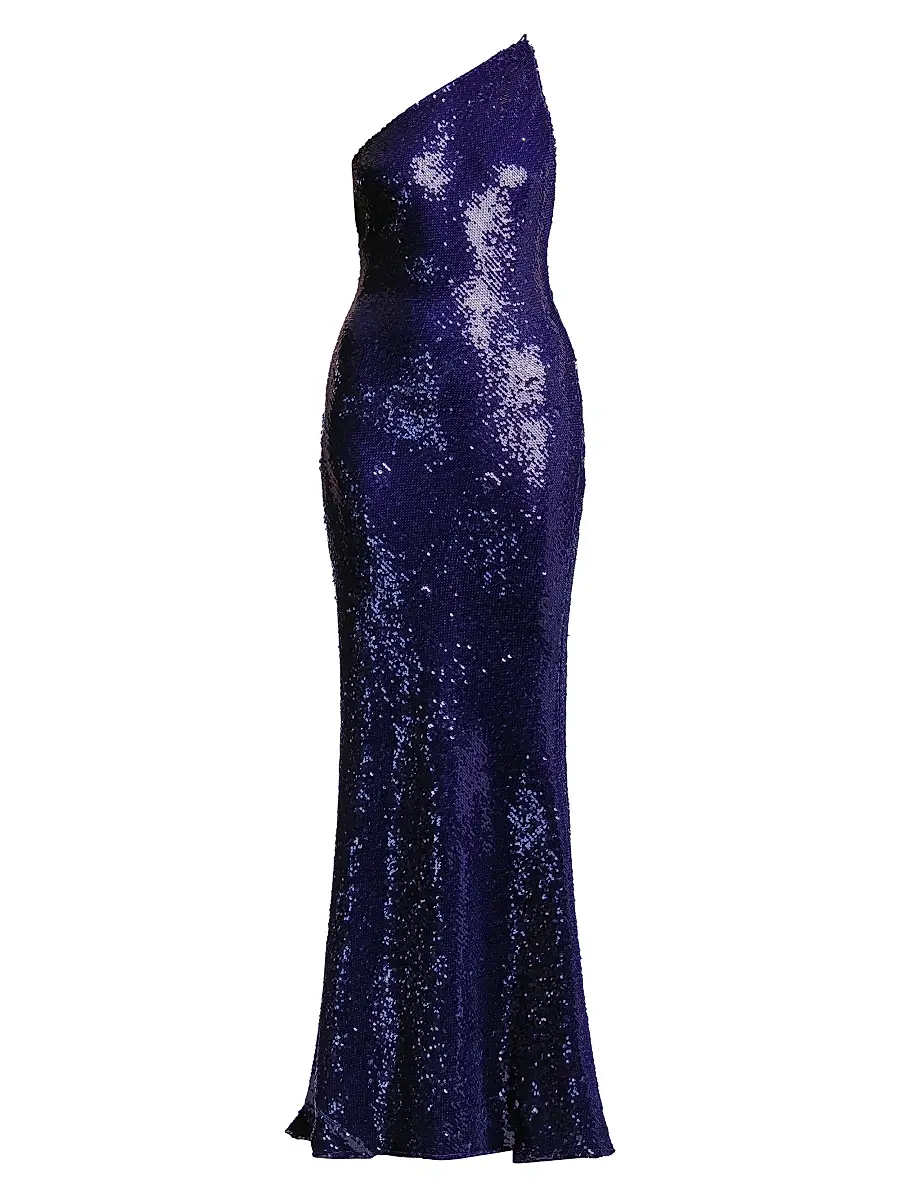 BCBGMAXAZRIA Women's Estelle Sequined One-Shoulder Gown | Image 1 BCBGMAXAZRIA Women's Estelle Sequined One-Shoulder Gown | Image 1