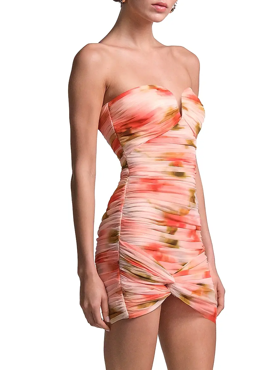 BCBGMAXAZRIA Women's Elia Floral Ruched Mini Dress | Thumbnail 3