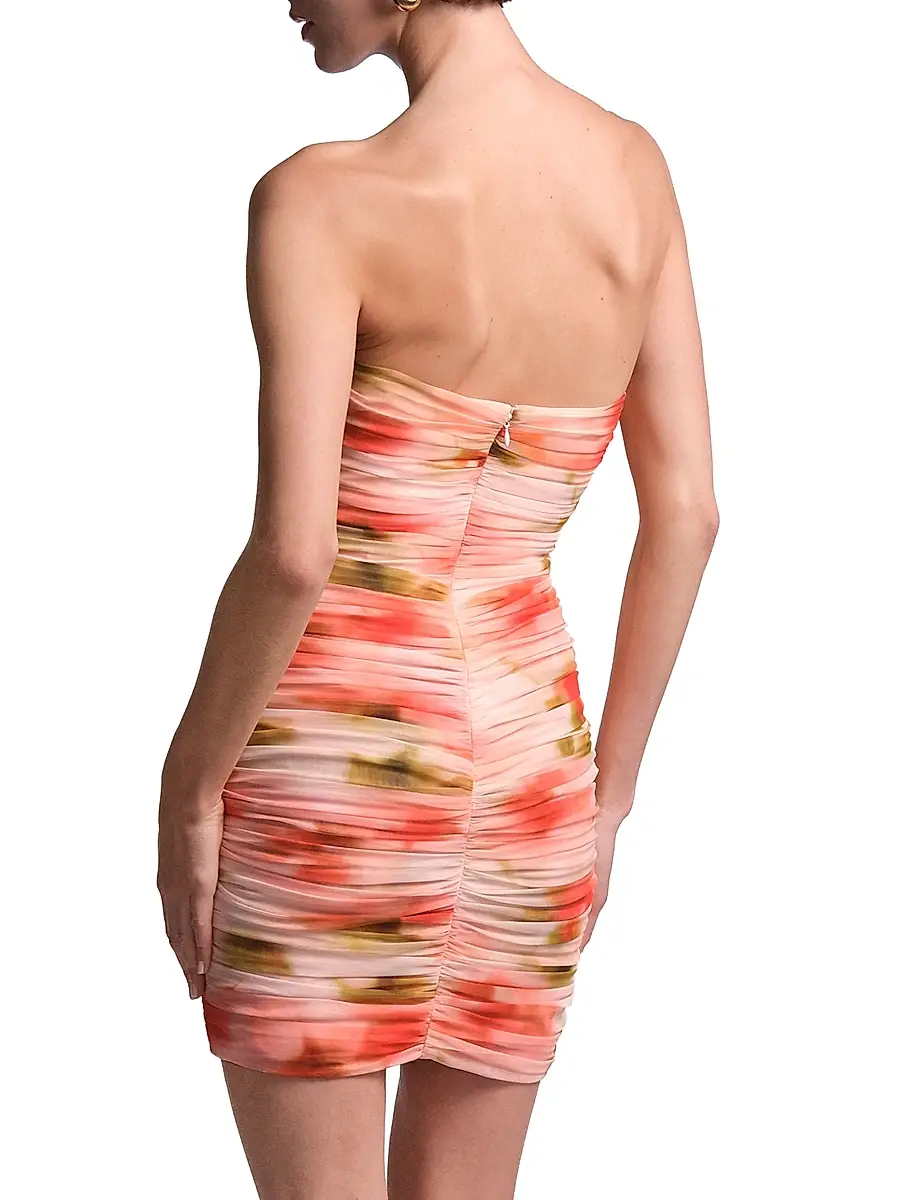 BCBGMAXAZRIA Women's Elia Floral Ruched Mini Dress | Thumbnail 4