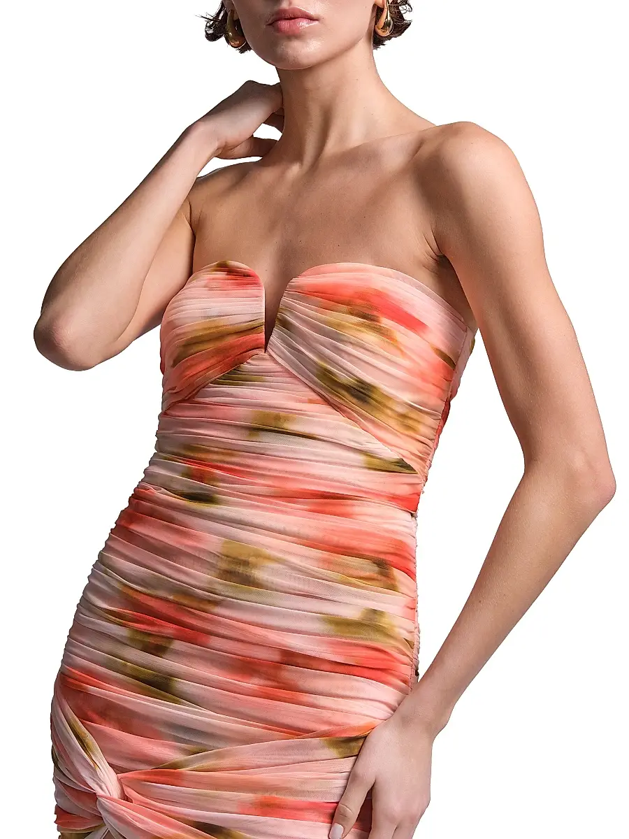BCBGMAXAZRIA Women's Elia Floral Ruched Mini Dress | Thumbnail 6