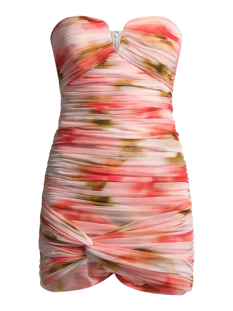BCBGMAXAZRIA Women's Elia Floral Ruched Mini Dress