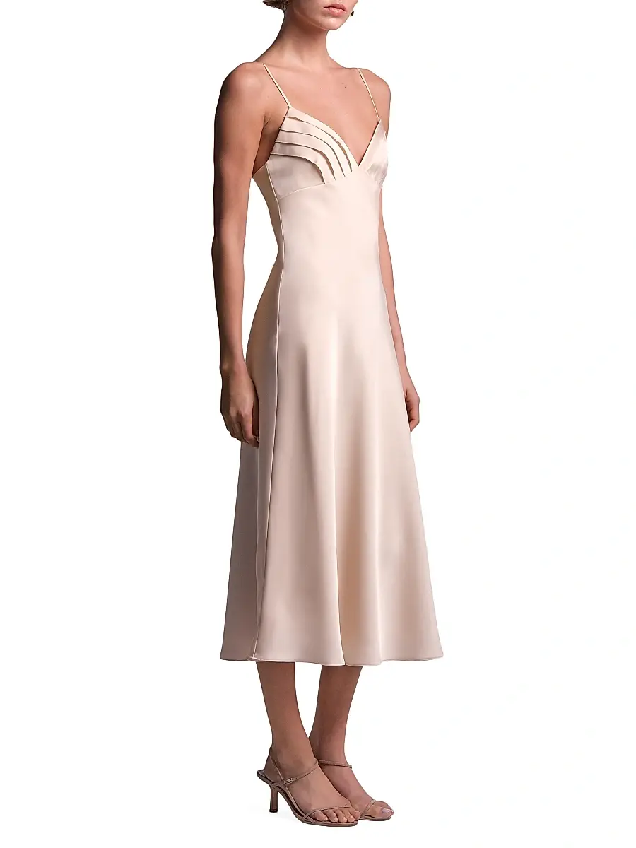 BCBGMAXAZRIA Women's Mona Satin Midi Dress | Thumbnail 3 BCBGMAXAZRIA Women's Mona Satin Midi Dress | Thumbnail 3