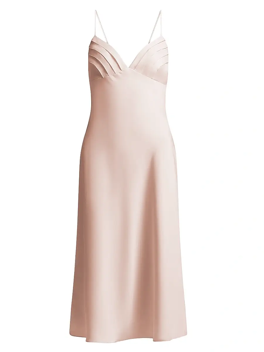 BCBGMAXAZRIA Women's Mona Satin Midi Dress - Peach Blush | Image 1 BCBGMAXAZRIA Women's Mona Satin Midi Dress - Peach Blush | Image 1