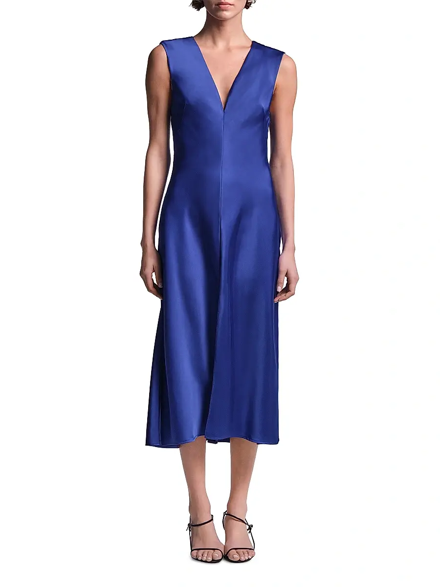 BCBGMAXAZRIA Women's Leha Cut-Out-Back Satin Midi Dress | Thumbnail 2 BCBGMAXAZRIA Women's Leha Cut-Out-Back Satin Midi Dress | Thumbnail 2