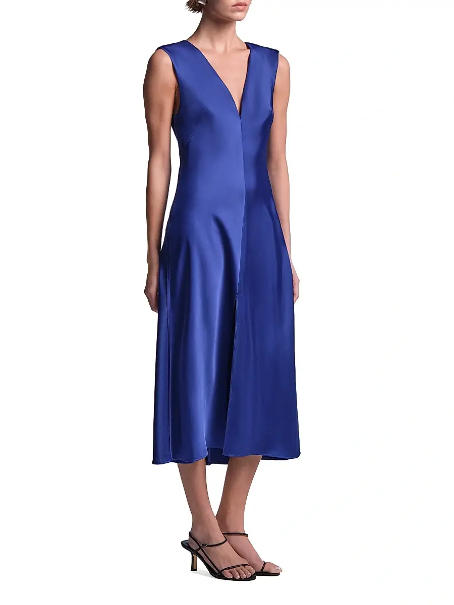 BCBGMAXAZRIA Women's Leha Cut-Out-Back Satin Midi Dress | Thumbnail 3 BCBGMAXAZRIA Women's Leha Cut-Out-Back Satin Midi Dress | Thumbnail 3