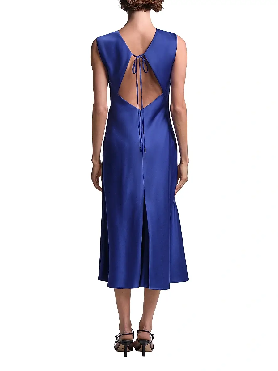 BCBGMAXAZRIA Women's Leha Cut-Out-Back Satin Midi Dress | Thumbnail 4 BCBGMAXAZRIA Women's Leha Cut-Out-Back Satin Midi Dress | Thumbnail 4