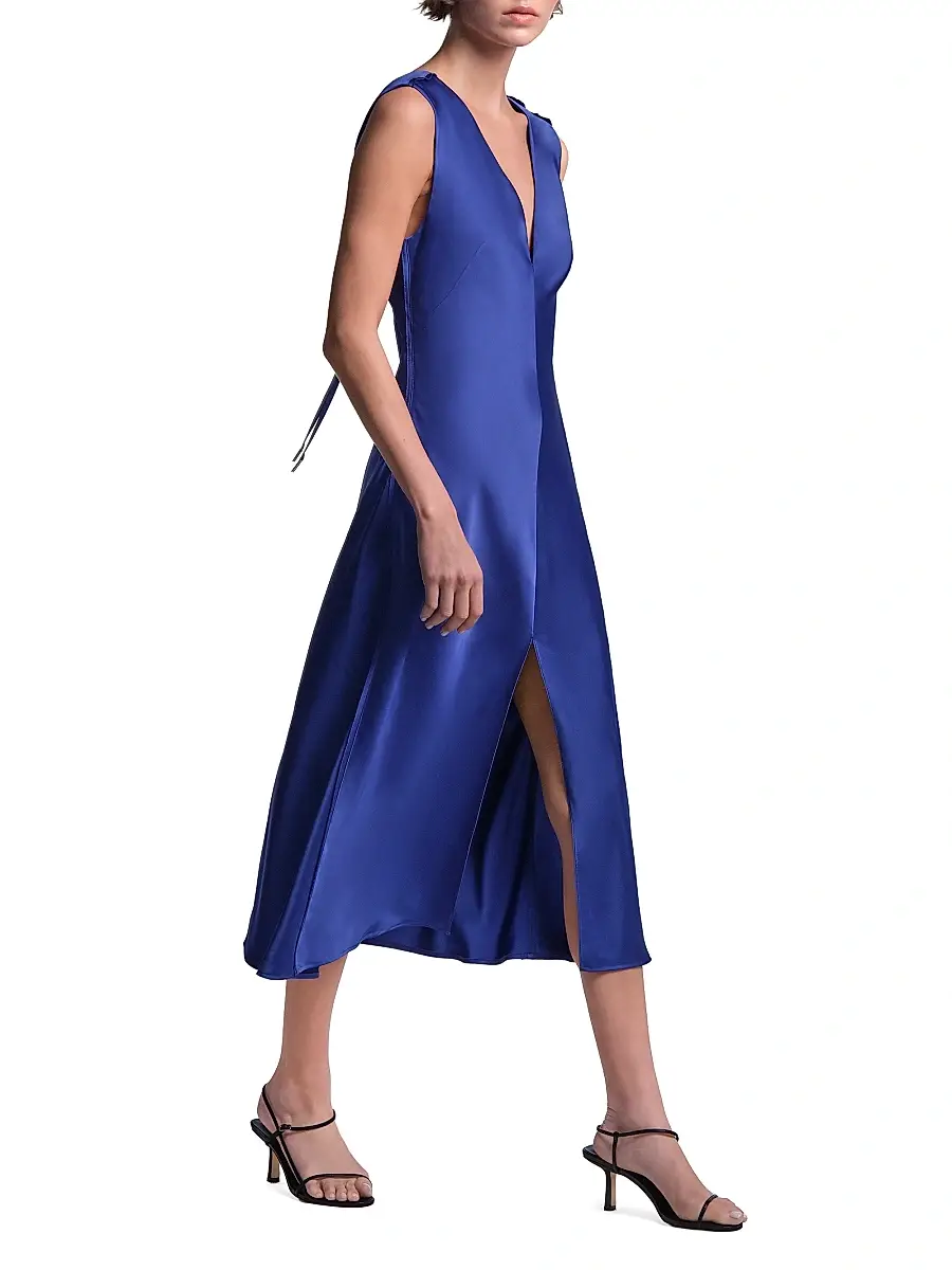 BCBGMAXAZRIA Women's Leha Cut-Out-Back Satin Midi Dress | Thumbnail 5 BCBGMAXAZRIA Women's Leha Cut-Out-Back Satin Midi Dress | Thumbnail 5