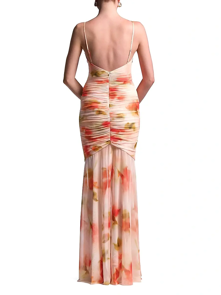 BCBGMAXAZRIA Women's Soraya Watercolor Ruched Gown | Thumbnail 4 BCBGMAXAZRIA Women's Soraya Watercolor Ruched Gown | Thumbnail 4