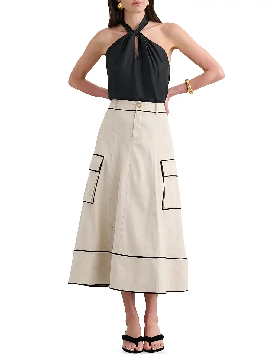 Toccin Women's Shiloh High-Waist Cargo Midi Skirt | Thumbnail 2