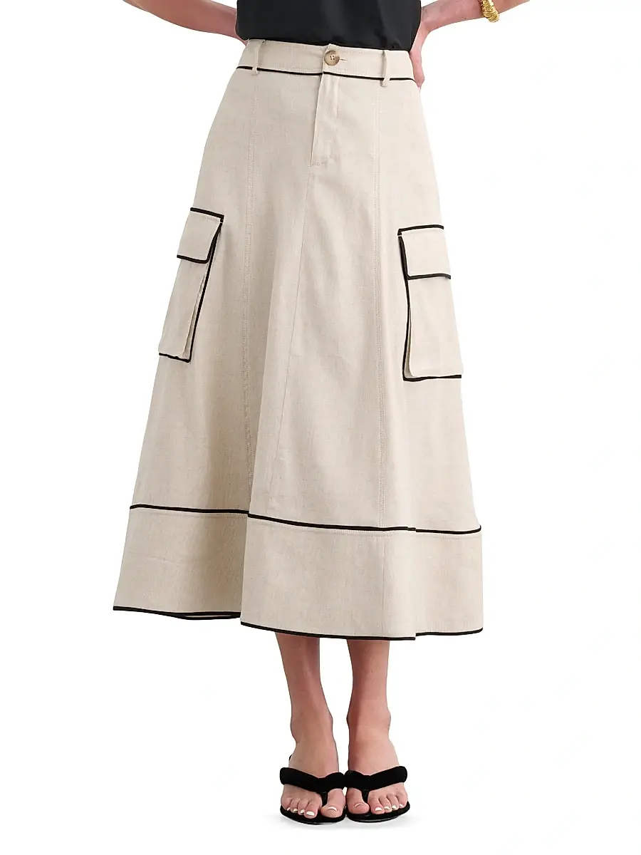 Toccin Women's Shiloh High-Waist Cargo Midi Skirt | Thumbnail 3