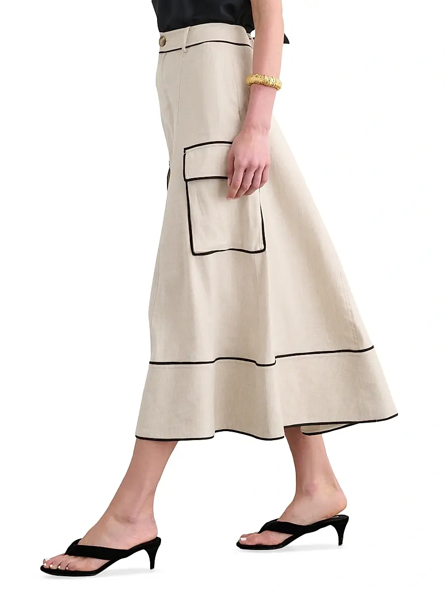 Toccin Women's Shiloh High-Waist Cargo Midi Skirt | Thumbnail 4