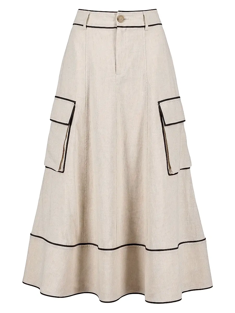 Toccin Women's Shiloh High-Waist Cargo Midi Skirt | Image 1 Toccin Women's Shiloh High-Waist Cargo Midi Skirt | Image 1