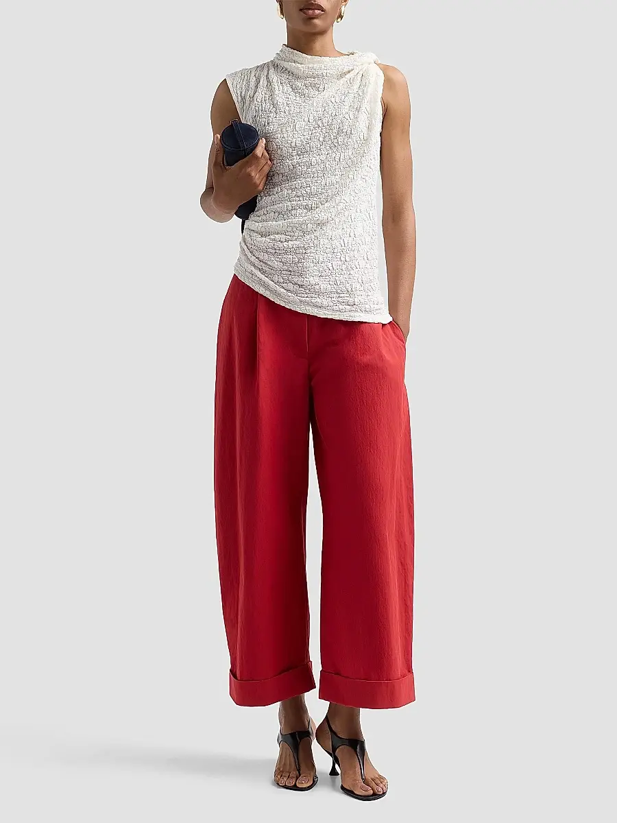 Proenza Schouler White Label Women's Circe Draped Floral Cotton-Blend Top | Thumbnail 2 Proenza Schouler White Label Women's Circe Draped Floral Cotton-Blend Top | Thumbnail 2