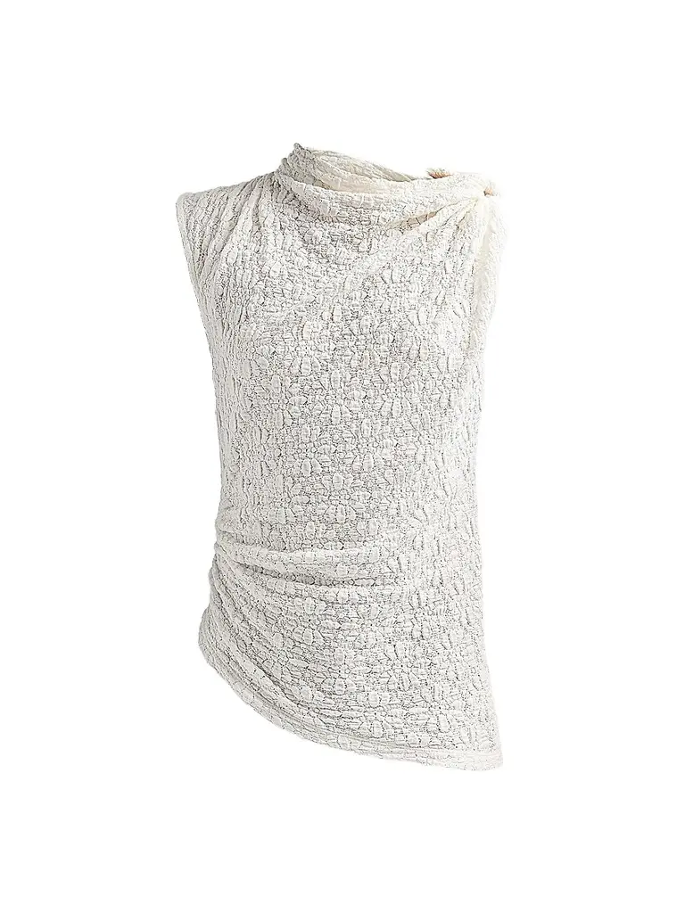 Proenza Schouler White Label Women's Circe Draped Floral Cotton-Blend Top - Alabaster - Size Large | Image 1 Proenza Schouler White Label Women's Circe Draped Floral Cotton-Blend Top - Alabaster - Size Large | Image 1