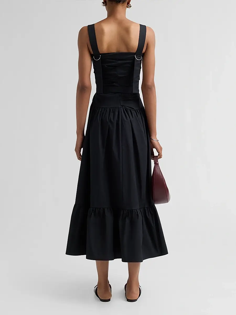 Proenza Schouler White Label Women's Natalie Stretch-Cotton Tie-Waist A-Line Midi Dress | Thumbnail 3 Proenza Schouler White Label Women's Natalie Stretch-Cotton Tie-Waist A-Line Midi Dress | Thumbnail 3