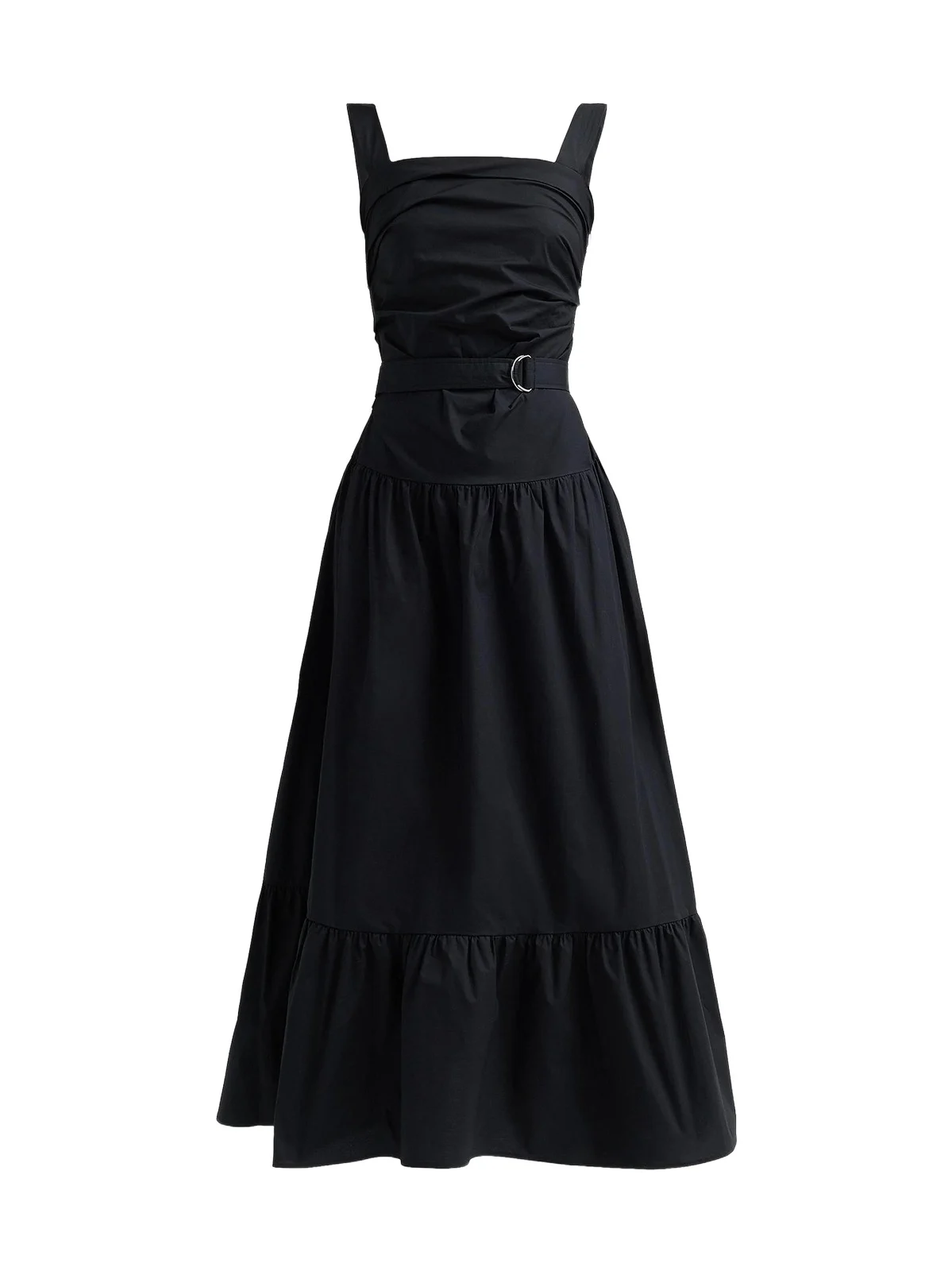 Women's Natalie Stretch-Cotton Tie-Waist A-Line Midi Dress