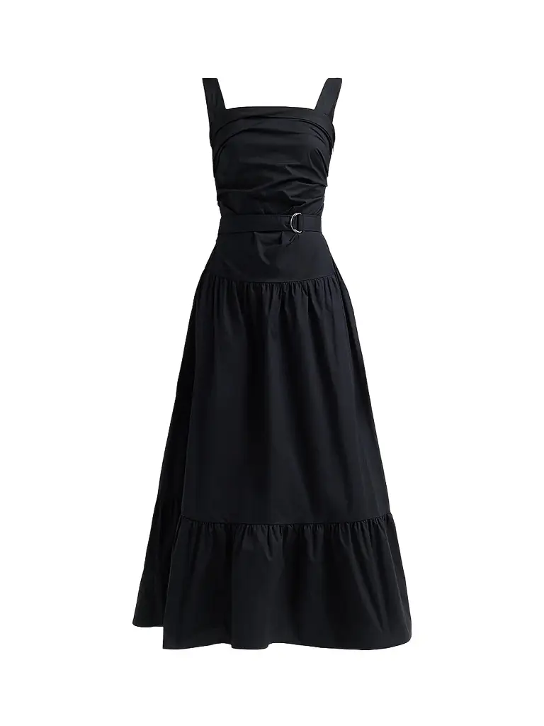 Proenza Schouler White Label Women's Natalie Stretch-Cotton Tie-Waist A-Line Midi Dress