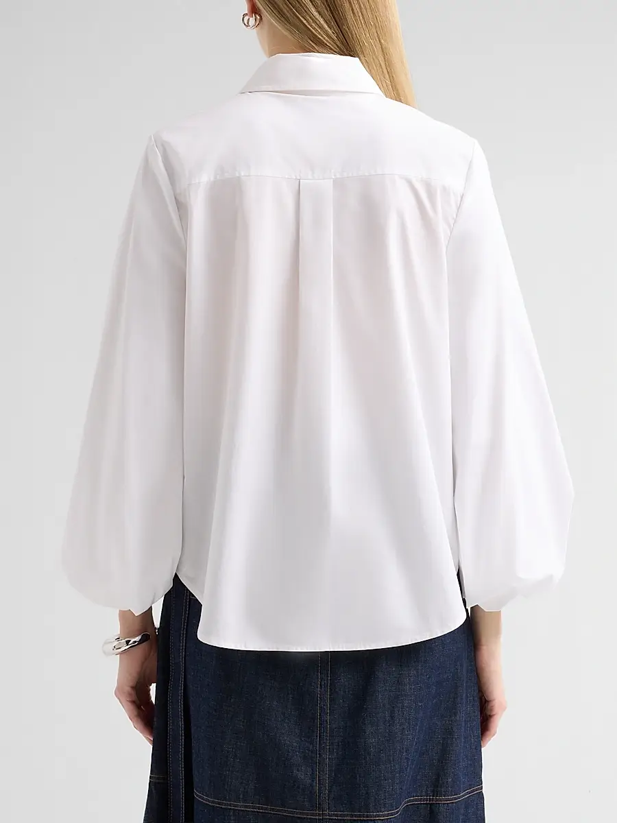 TANYA TAYLOR Women's Marina Cotton Blouson-Sleeve Top | Thumbnail 3 TANYA TAYLOR Women's Marina Cotton Blouson-Sleeve Top | Thumbnail 3