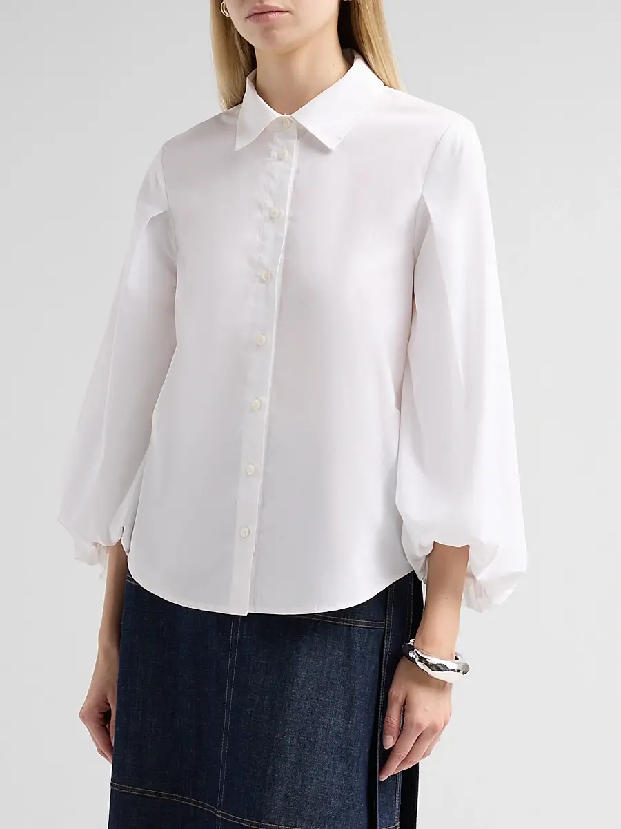 TANYA TAYLOR Women's Marina Cotton Blouson-Sleeve Top | Thumbnail 4 TANYA TAYLOR Women's Marina Cotton Blouson-Sleeve Top | Thumbnail 4