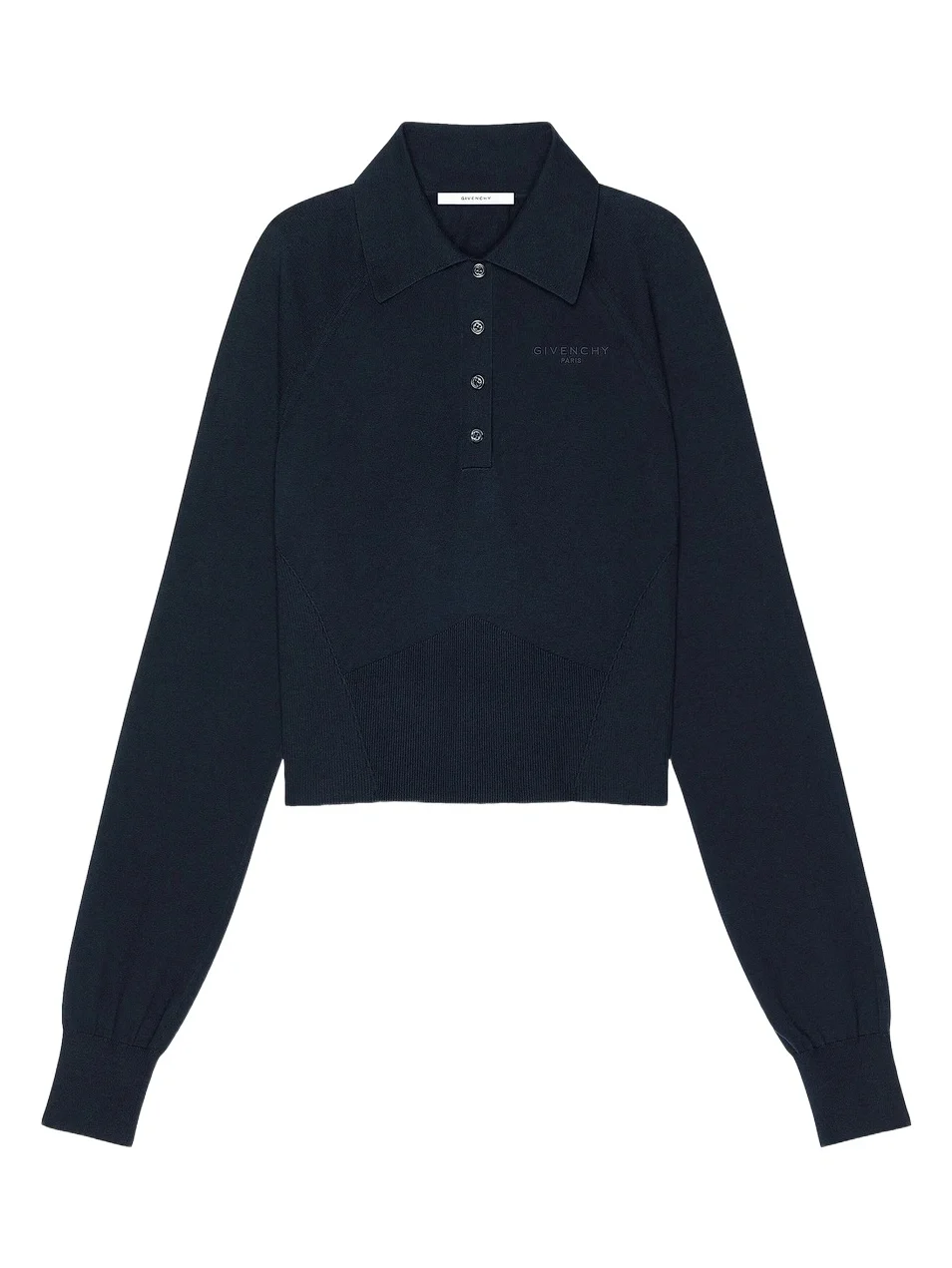 Women's Polo Sweater in Cotton and Silk - Navy