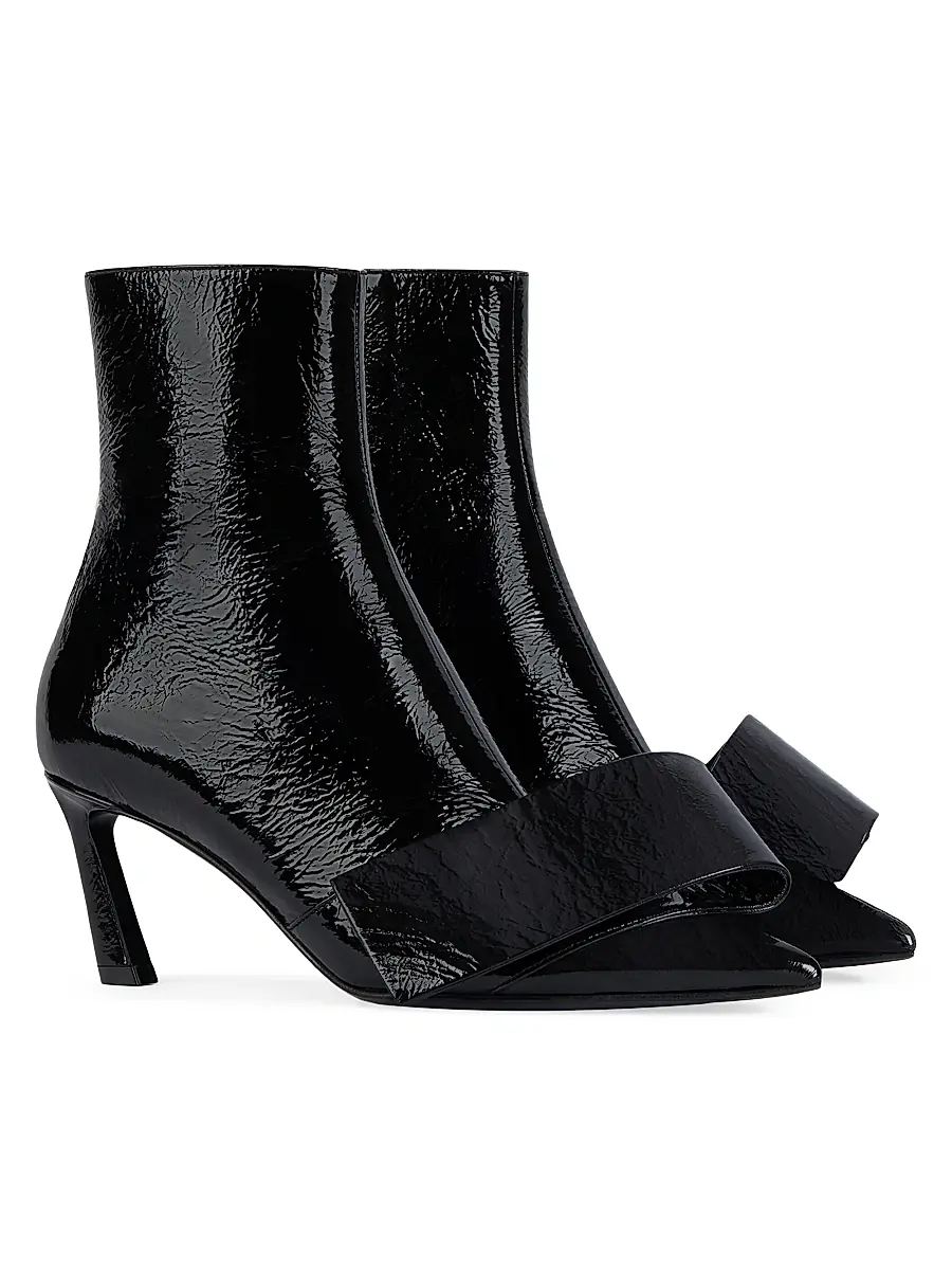 Givenchy Women's Twisted Ribbon Ankle Boots in Shiny Naplack Leather | Thumbnail 2