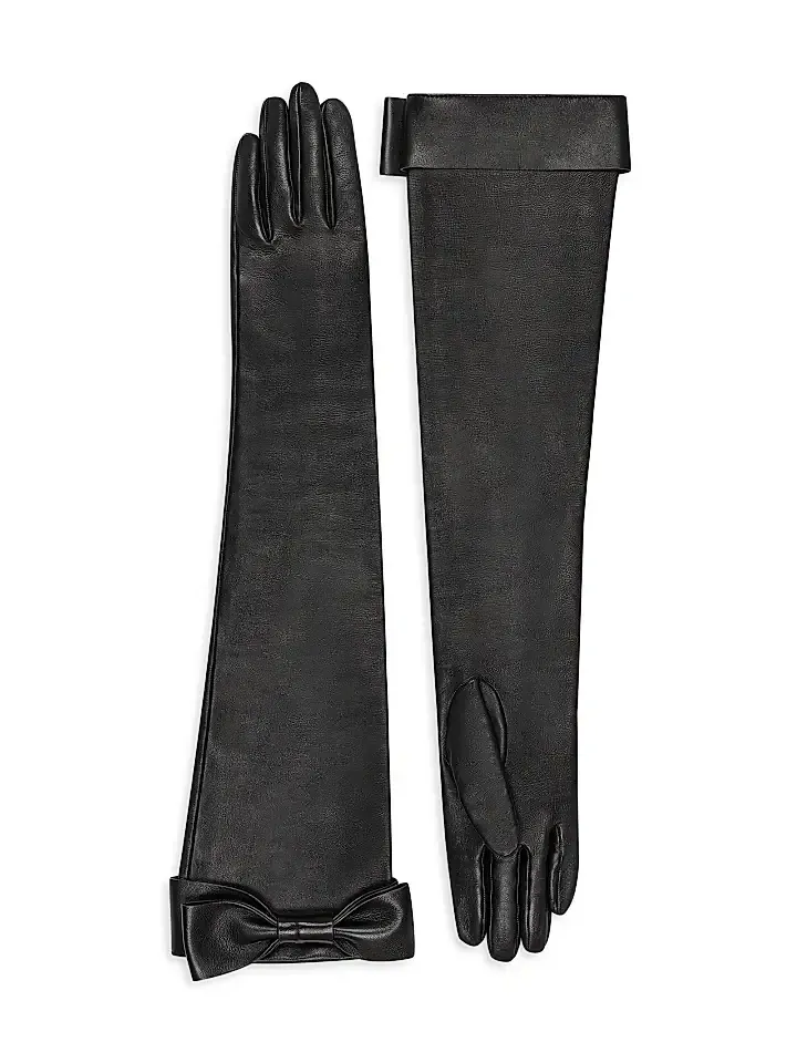 Givenchy Women's Long Gloves in Nappa Leather with Bow - Black