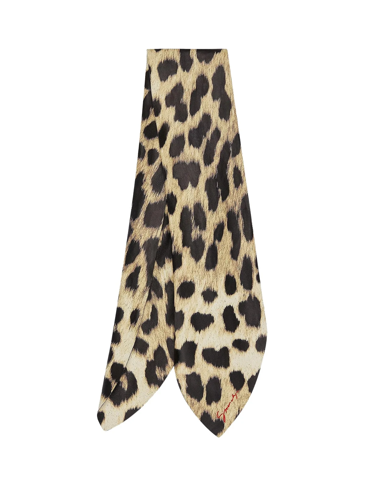 Givenchy Women's Scarf in Leather with Leopard Print - Brown Black