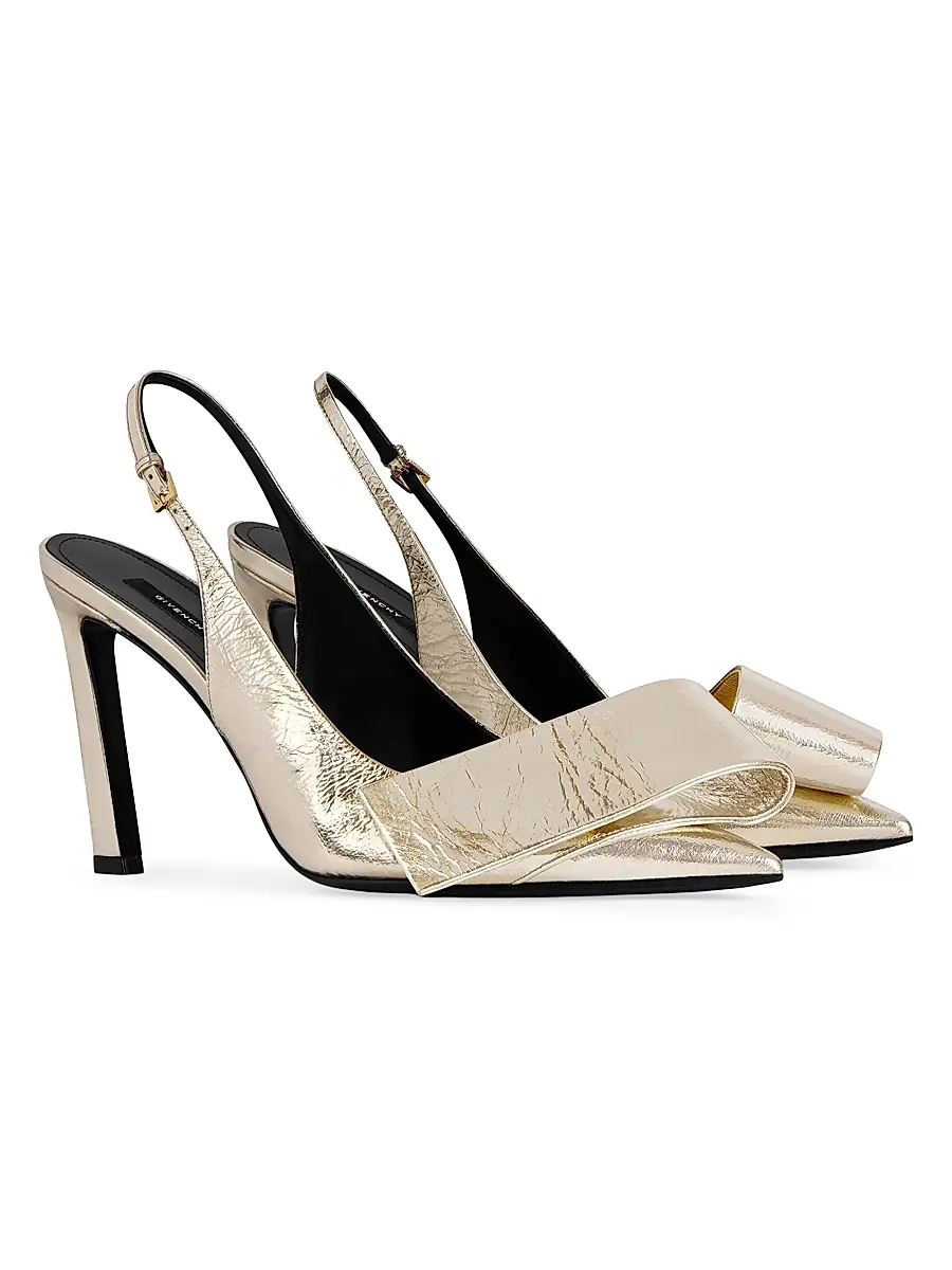 Givenchy Women's Twisted Ribbon Slingbacks Pumps in Metallic Leather - Golden | Thumbnail 2 Givenchy Women's Twisted Ribbon Slingbacks Pumps in Metallic Leather - Golden | Thumbnail 2