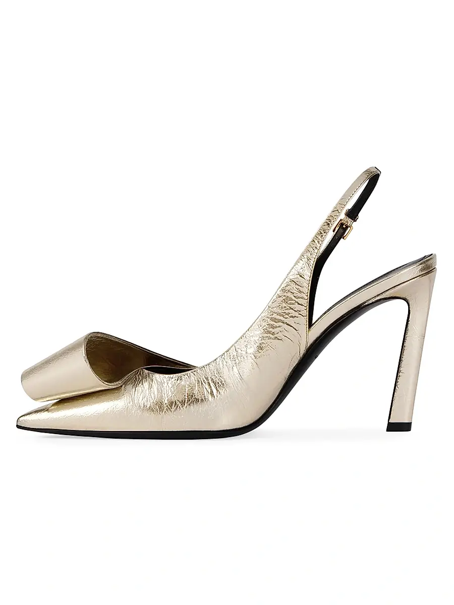 Givenchy Women's Twisted Ribbon Slingbacks Pumps in Metallic Leather - Golden | Thumbnail 3 Givenchy Women's Twisted Ribbon Slingbacks Pumps in Metallic Leather - Golden | Thumbnail 3