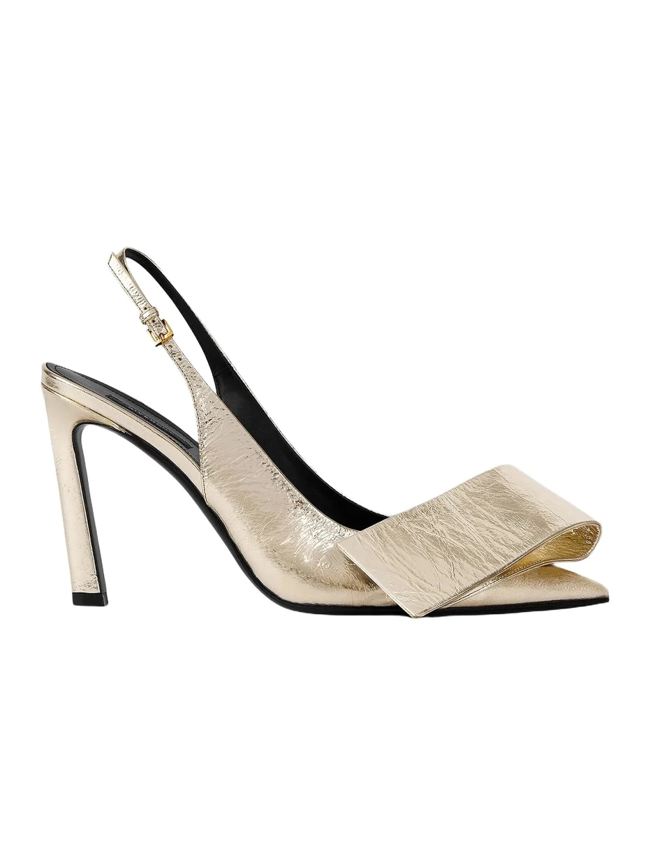 Givenchy Women's Twisted Ribbon Slingbacks Pumps in Metallic Leather - Golden
