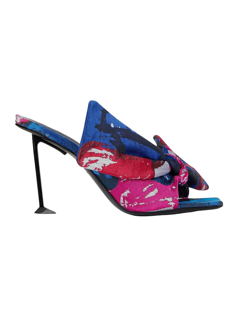 Givenchy Women's Boudoir Heeled Mules in Jacquard with Floral Print - Blue