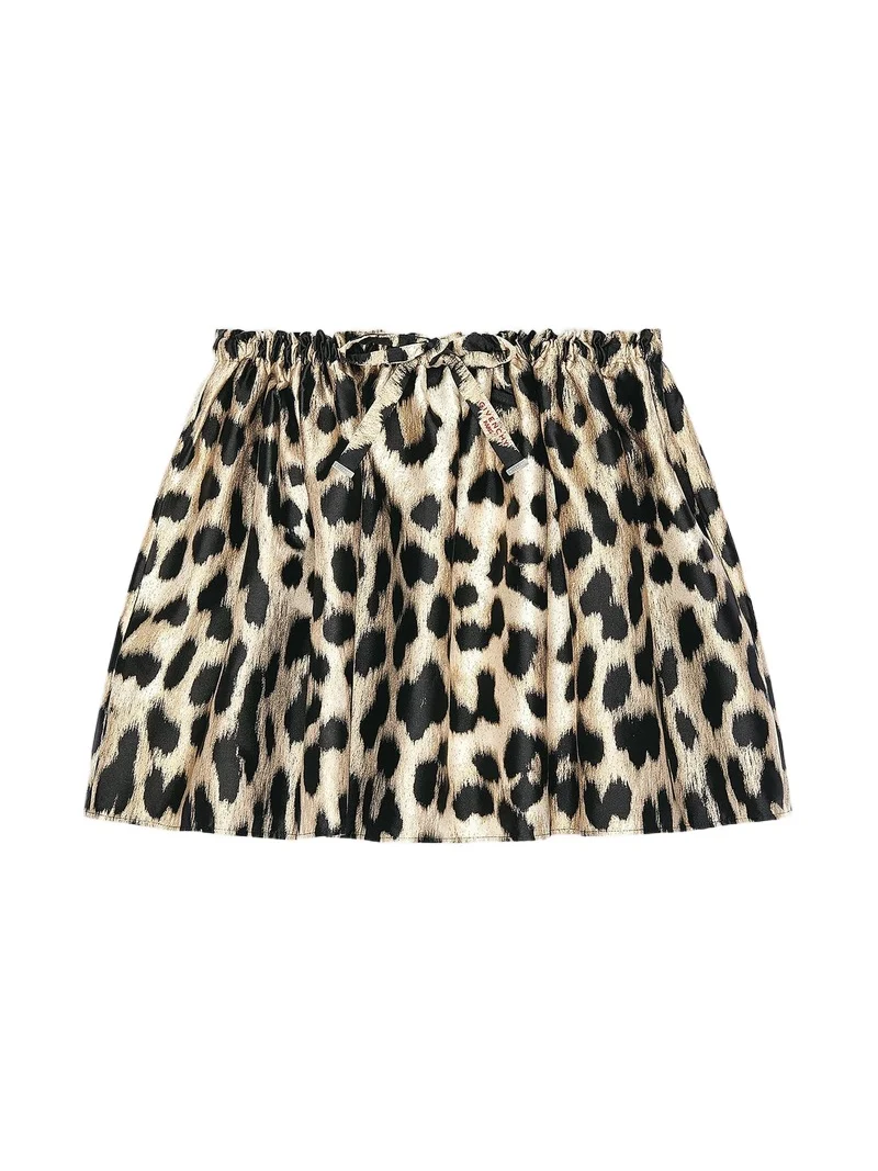 Givenchy Women's Mini Pleated Skirt in Leopard Jacquard - Beige Multi