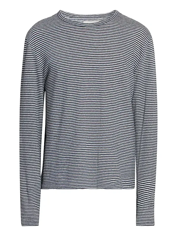 OFFICINE GÉNÉRALE Men Striped Wool-Blend Long-Sleeve Shirt
