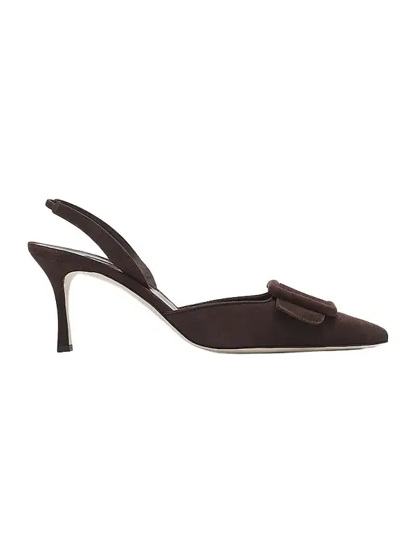 Women's Maysli 70MM Buckle-Detail Suede Slingback Pumps Women's Maysli 70MM Buckle-Detail Suede Slingback Pumps
