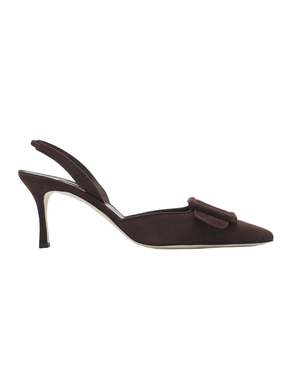 Women's Maysli 70MM Buckle-Detail Suede Slingback Pumps Women's Maysli 70MM Buckle-Detail Suede Slingback Pumps