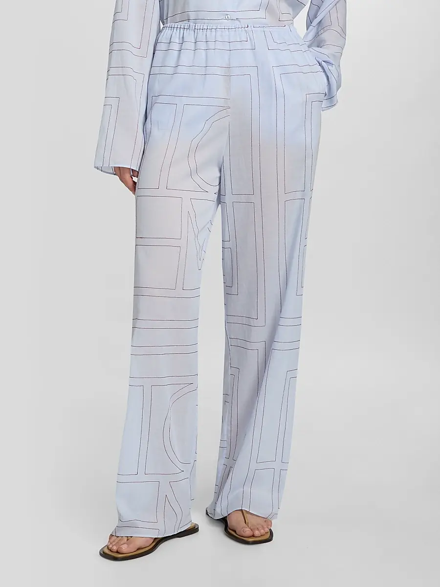 TOTEME Women's Monogram Cotton-Blend Pajama Pants | Thumbnail 3