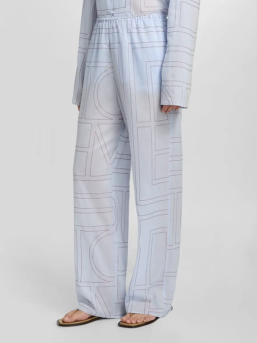 TOTEME Women's Monogram Cotton-Blend Pajama Pants | Thumbnail 4