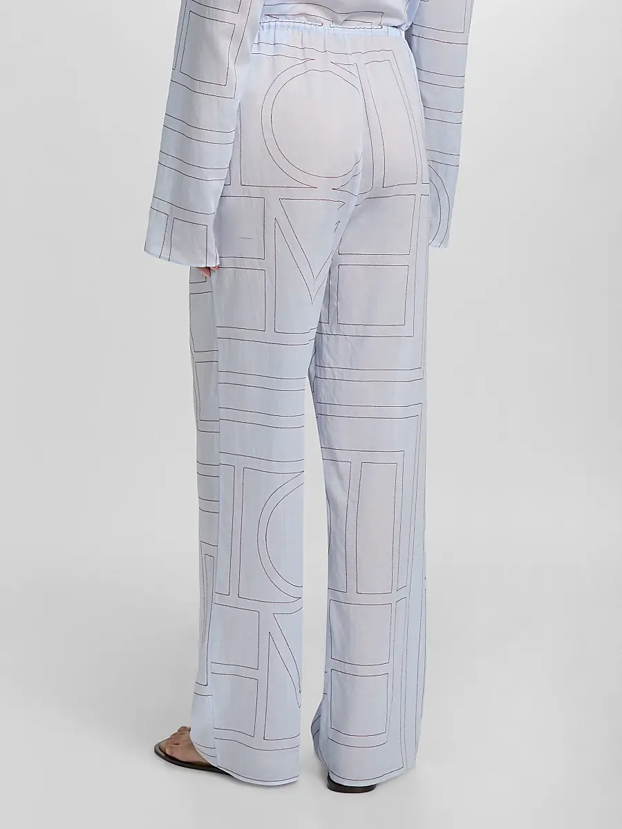 TOTEME Women's Monogram Cotton-Blend Pajama Pants | Thumbnail 5