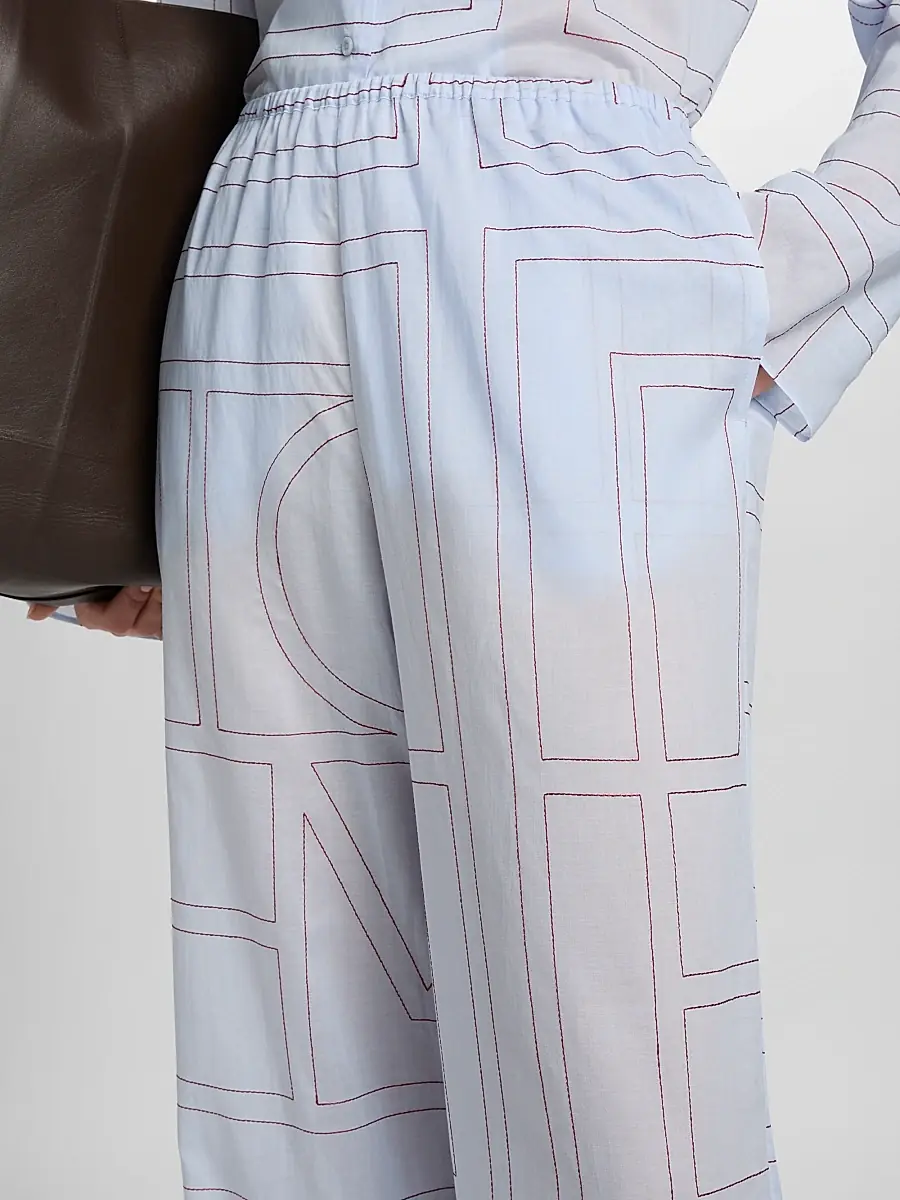 TOTEME Women's Monogram Cotton-Blend Pajama Pants | Thumbnail 6