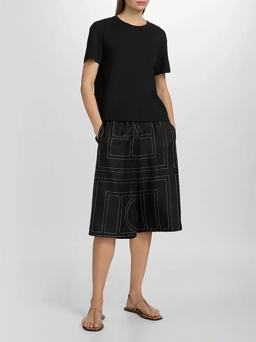 TOTEME Women's Monogram Silk Pajama-Style Culottes | Thumbnail 2 TOTEME Women's Monogram Silk Pajama-Style Culottes | Thumbnail 2