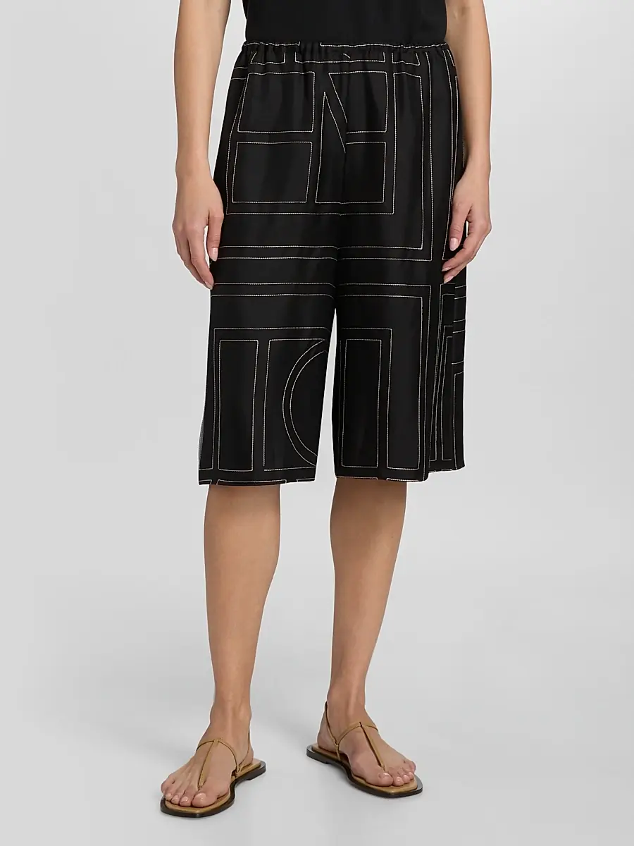 TOTEME Women's Monogram Silk Pajama-Style Culottes | Thumbnail 3 TOTEME Women's Monogram Silk Pajama-Style Culottes | Thumbnail 3