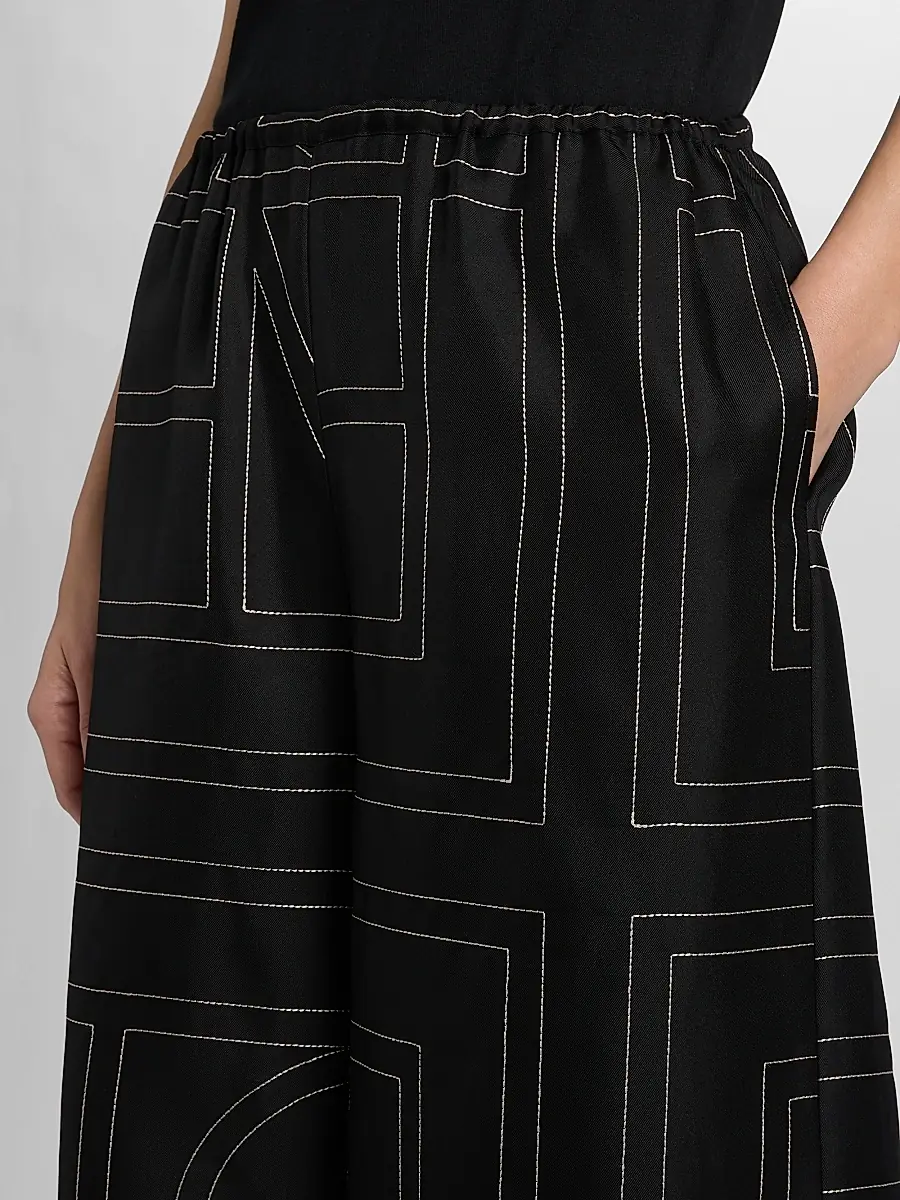 TOTEME Women's Monogram Silk Pajama-Style Culottes | Thumbnail 6 TOTEME Women's Monogram Silk Pajama-Style Culottes | Thumbnail 6