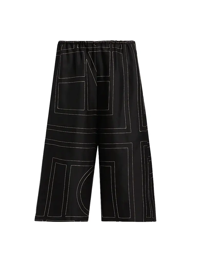 Toteme Women's Monogram Silk Pajama-Style Culottes - Black | Image 1 Toteme Women's Monogram Silk Pajama-Style Culottes - Black | Image 1